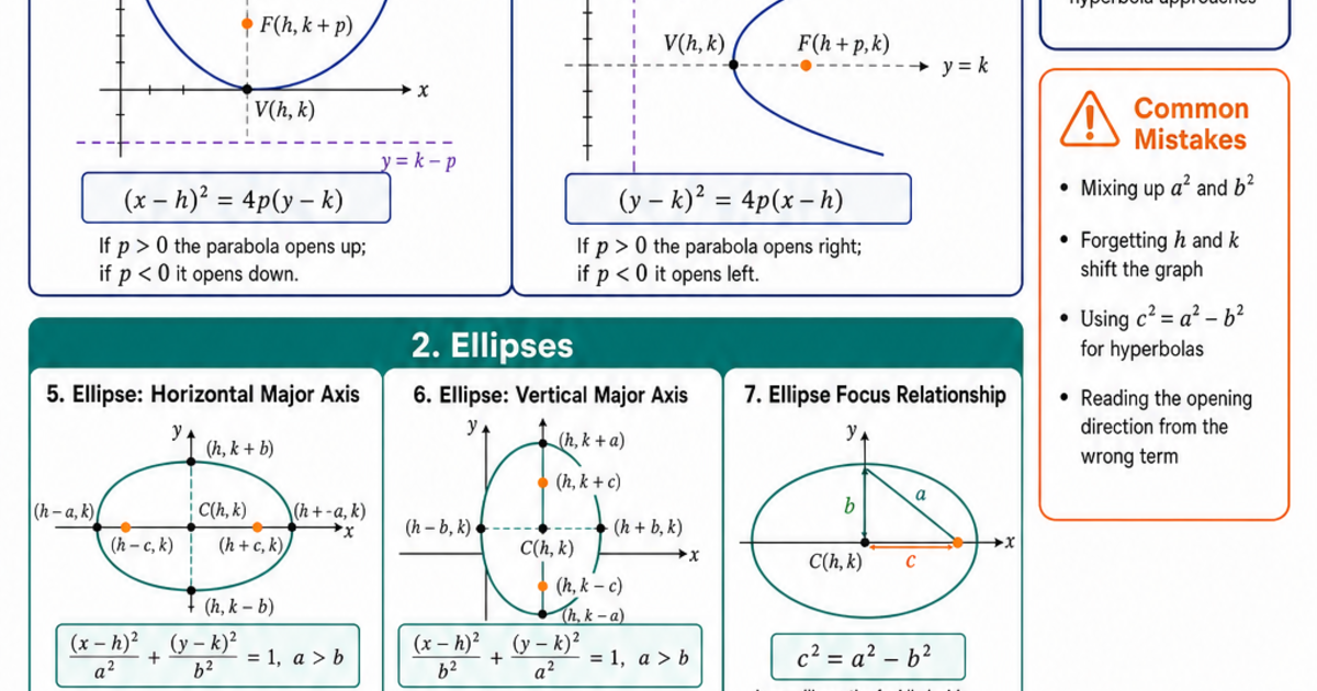 Conic Sections Cheat Sheet | LivePhysics™