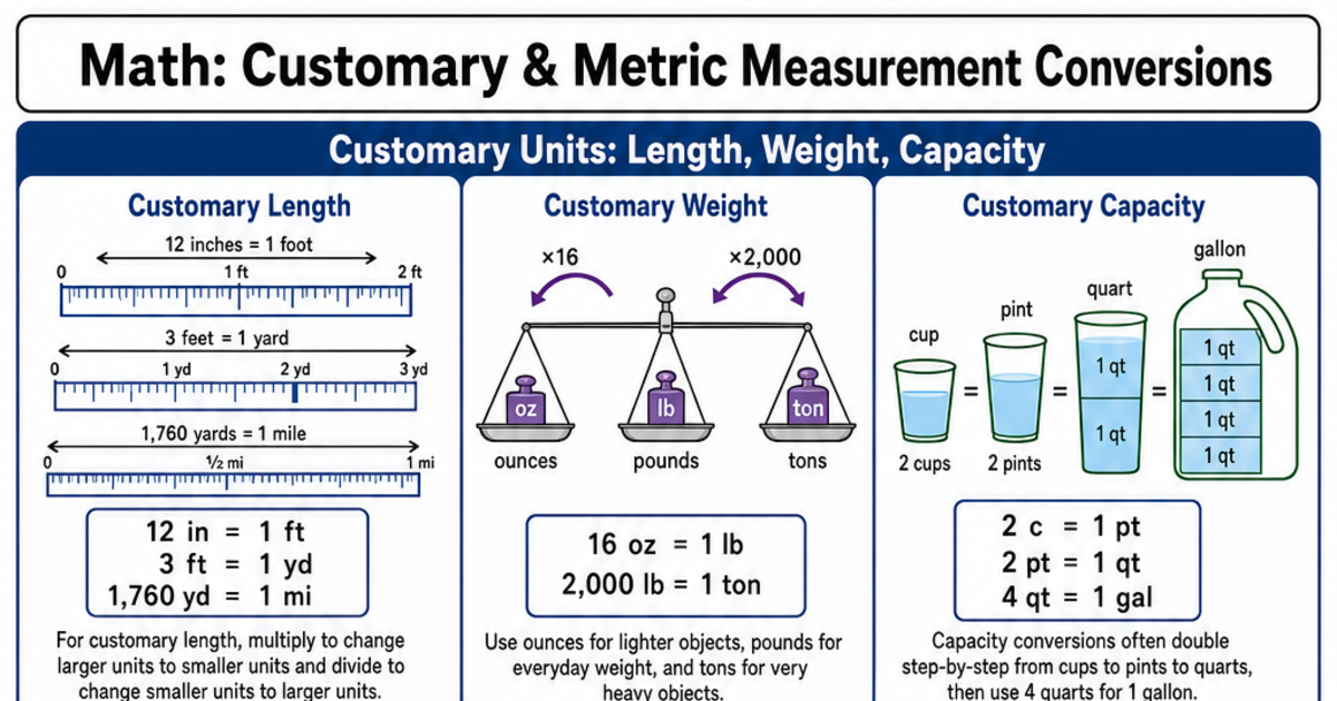 Customary & Metric Measurement Conversions Cheat Sheet | LivePhysics™