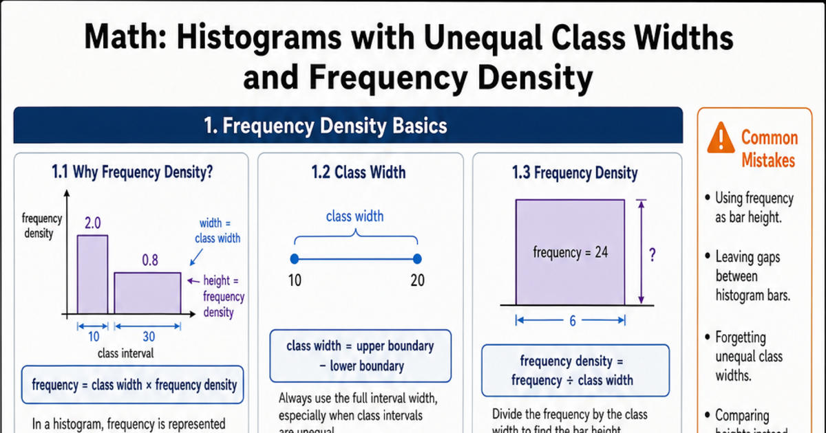 Histograms with Unequal Class Widths and Frequency Density Cheat Sheet ...