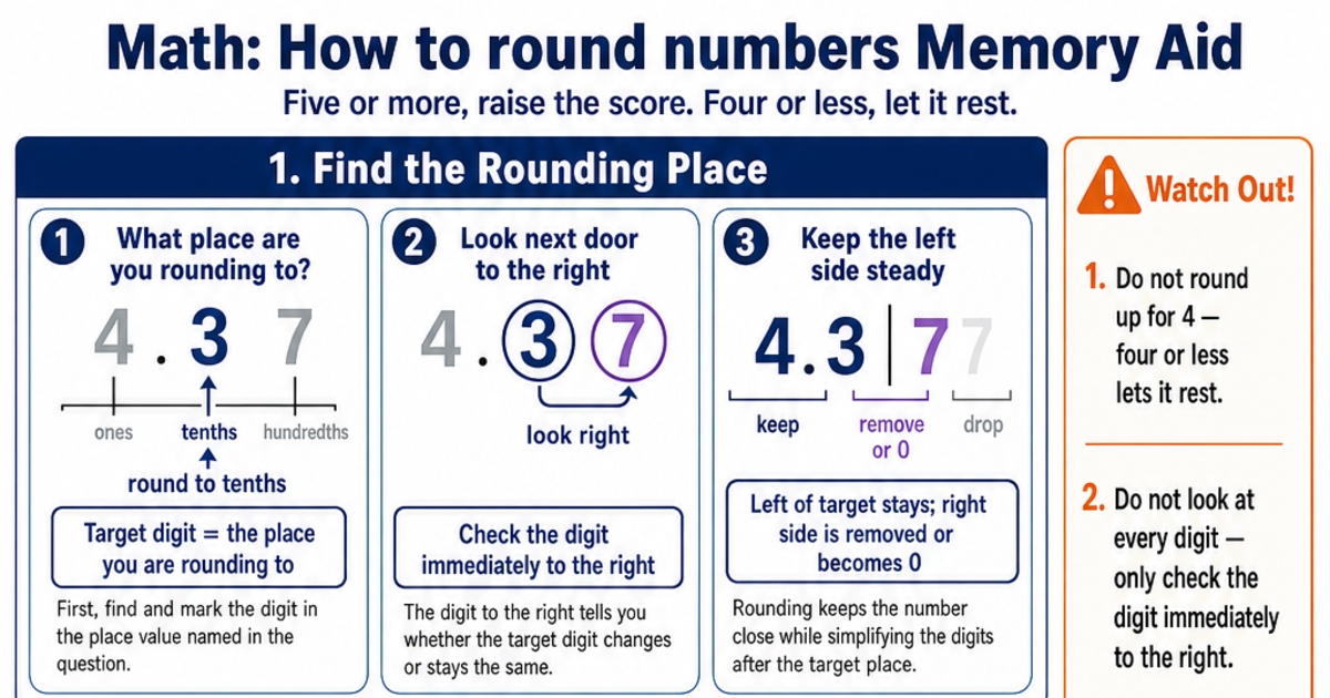 How to round numbers Memory Aid Cheat Sheet | LivePhysics™