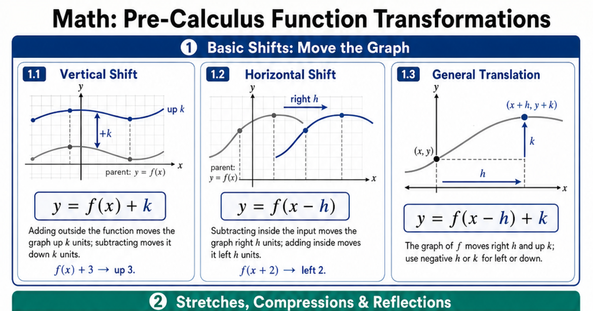 Pre-Calculus Function Transformations Cheat Sheet | LivePhysics™