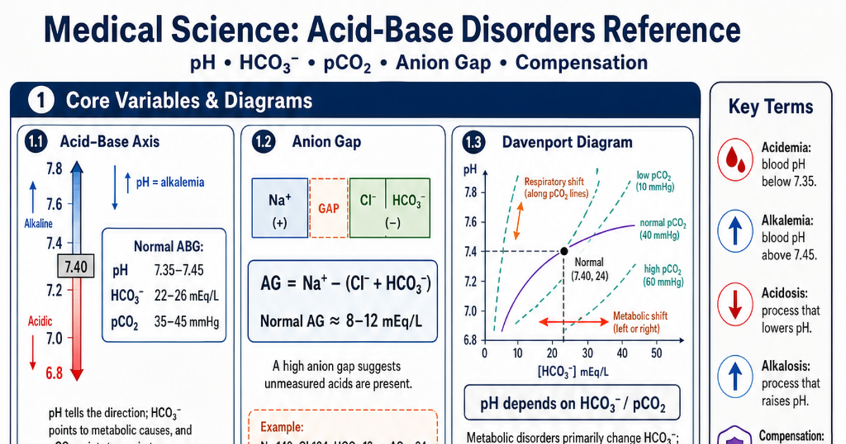 Acid-Base Disorders Reference Cheat Sheet | LivePhysics™