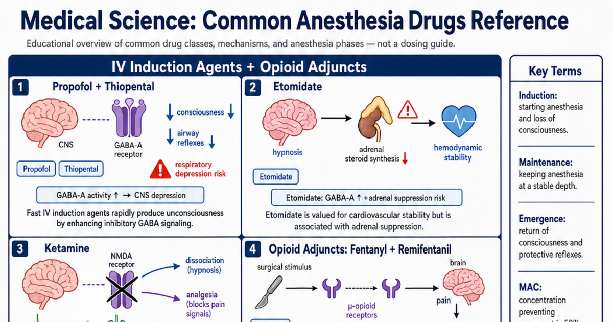 Common Anesthesia Drugs Reference Cheat Sheet | LivePhysics™