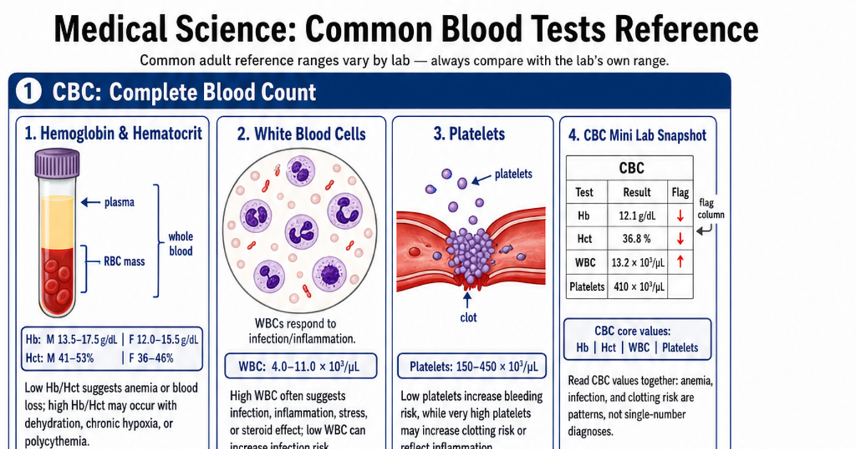 Common Blood Tests Reference Cheat Sheet | LivePhysics™