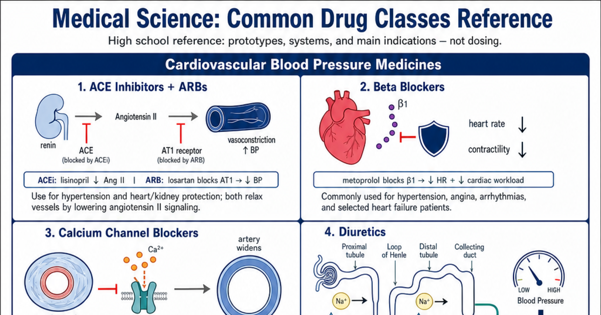 Common Drug Classes Reference Cheat Sheet | LivePhysics™