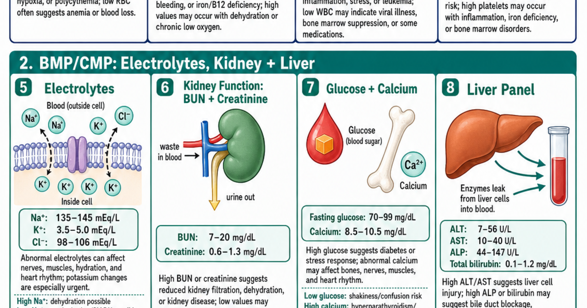 Common Lab Values Reference Cheat Sheet | LivePhysics™