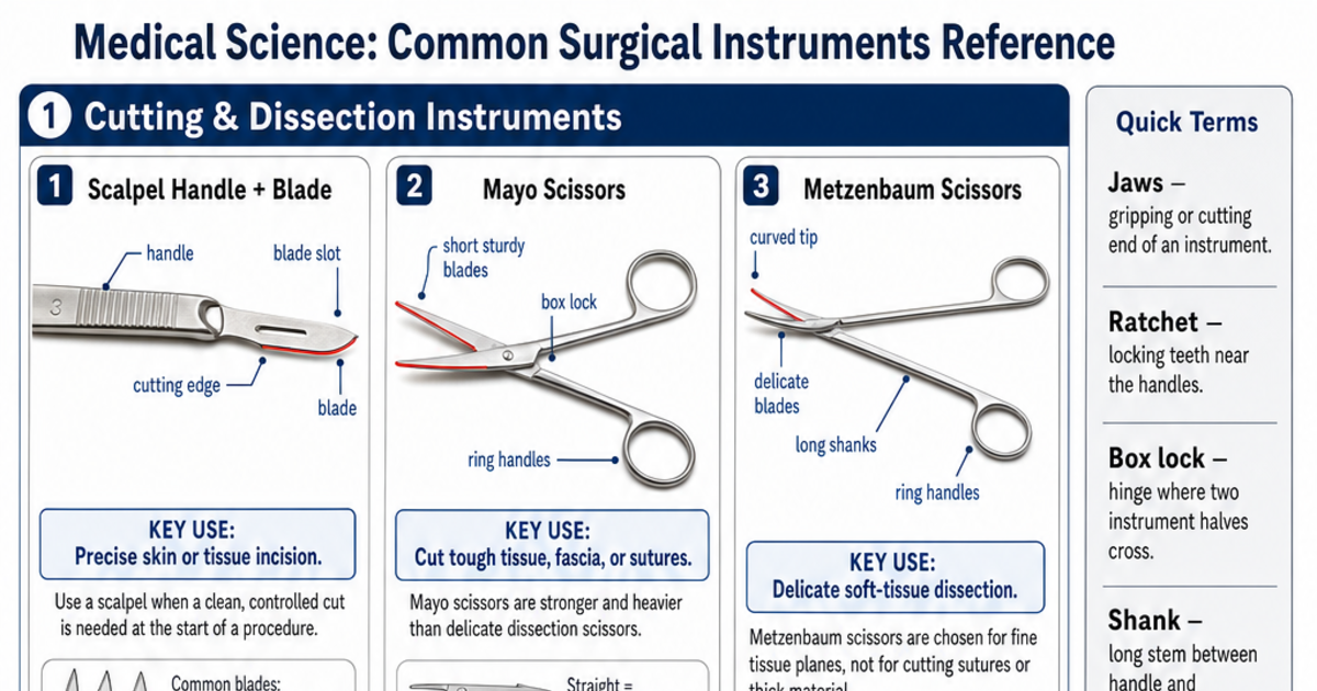 Common Surgical Instrument Chart.pdf Common Surgical Instruments Reference Cheat Sheet | LivePhysics™