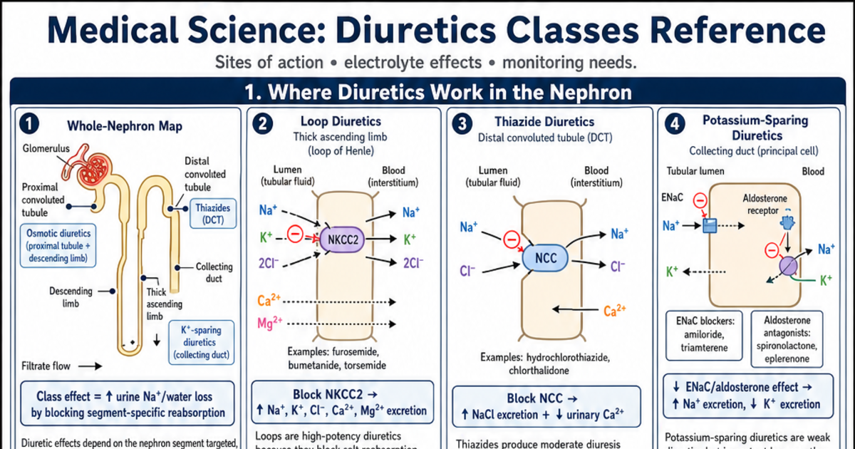 Diuretics Classes Reference Cheat Sheet | LivePhysics™