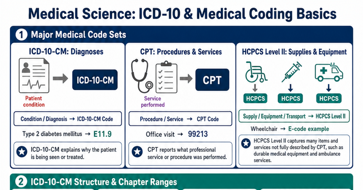 ICD-10 & Medical Coding Basics Cheat Sheet | LivePhysics™