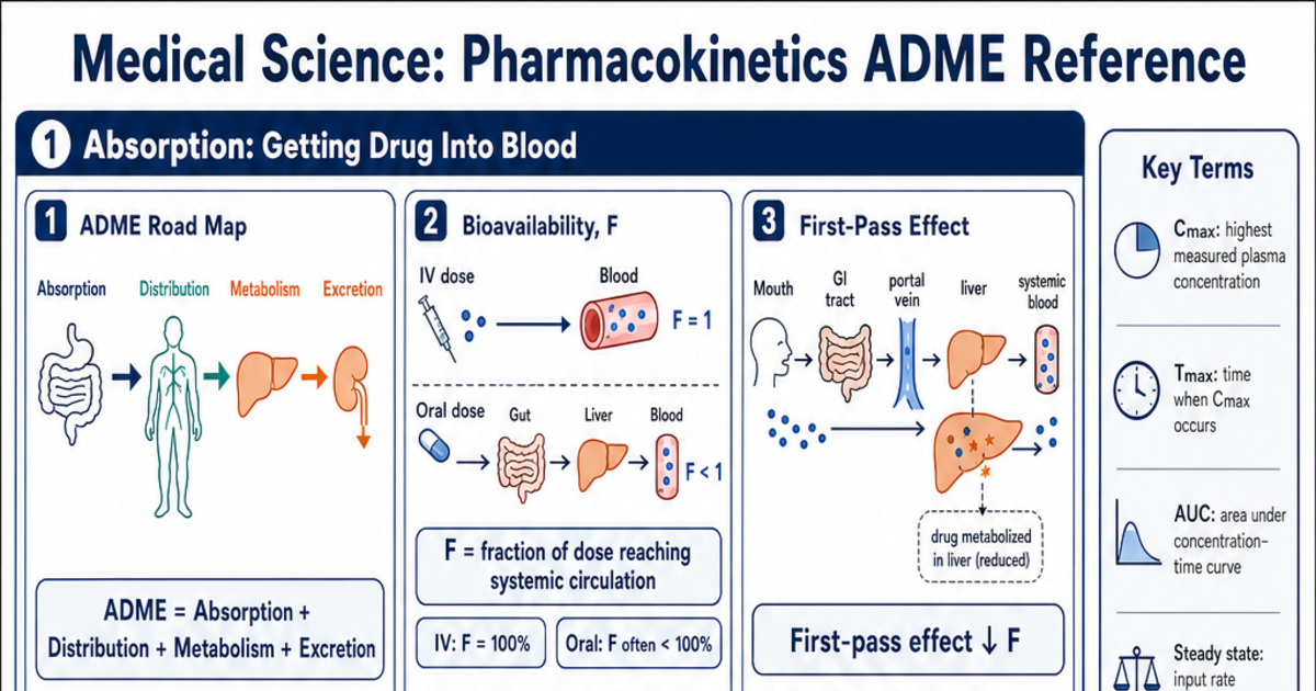 Pharmacokinetics ADME Reference Cheat Sheet | LivePhysics™