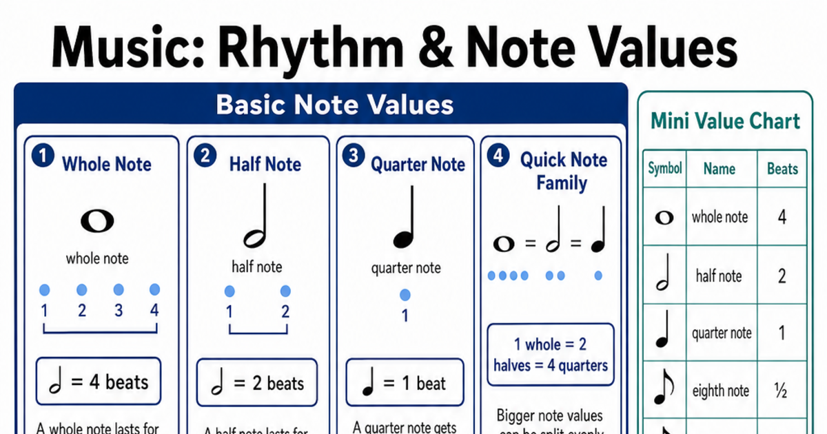 Rhythm & Note Values Cheat Sheet | LivePhysics™