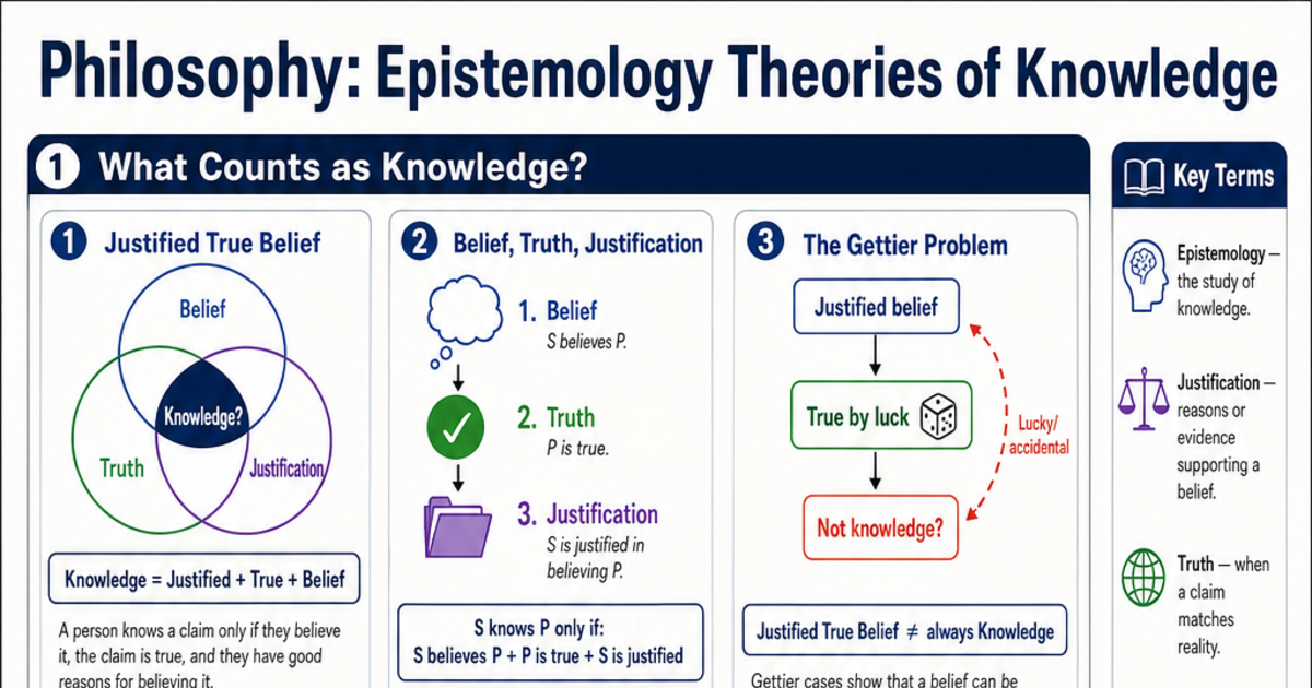 Epistemology Theories of Knowledge Cheat Sheet | LivePhysics™
