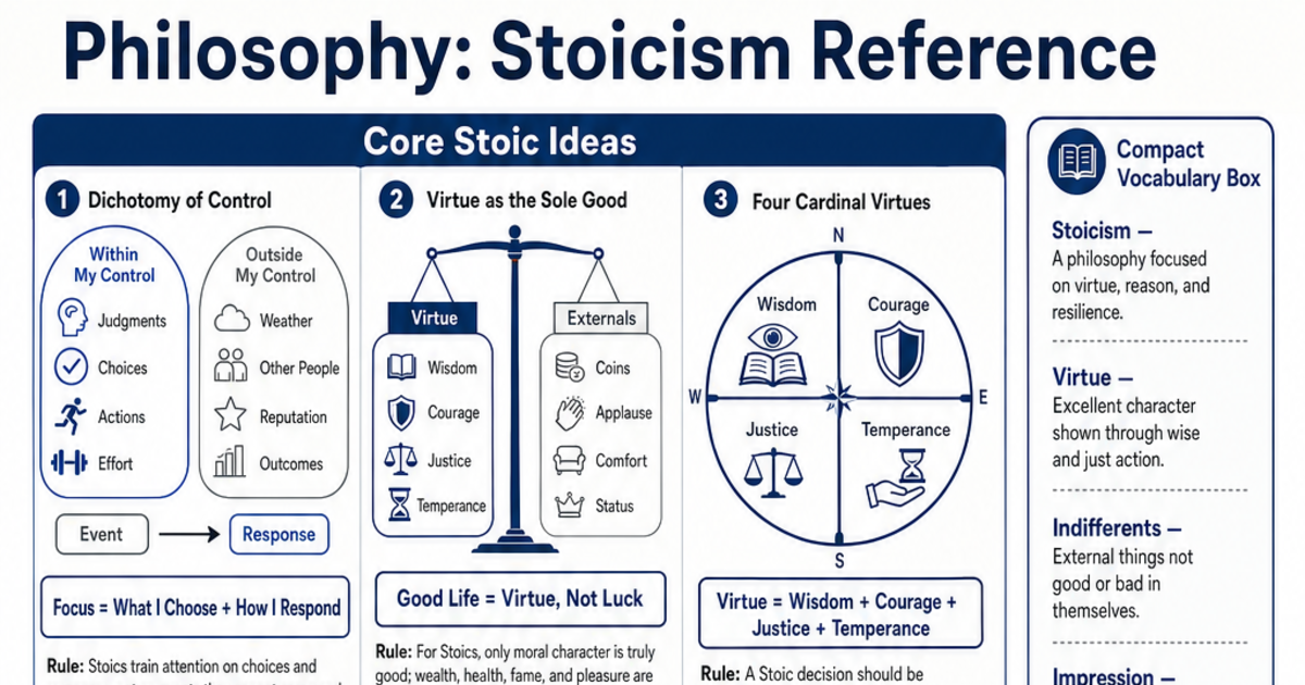 Stoic Topics Stoicism Reference Cheat Sheet | LivePhysics™