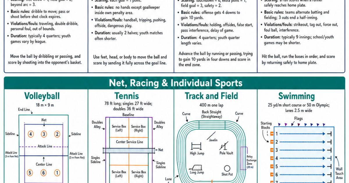 Sports & Game Rules Reference Cheat Sheet | LivePhysics™