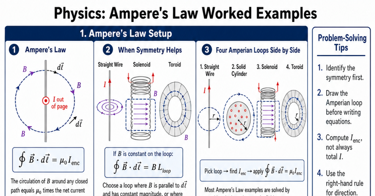 Ampere's Law Worked Examples Cheat Sheet | LivePhysics™