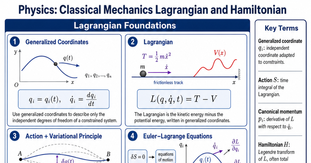 Classical Mechanics Lagrangian and Hamiltonian Cheat Sheet | LivePhysics™