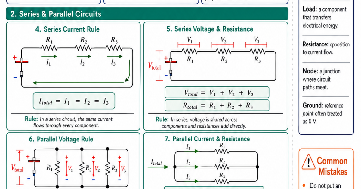 Electricity & Circuits Cheat Sheet – LivePhysics