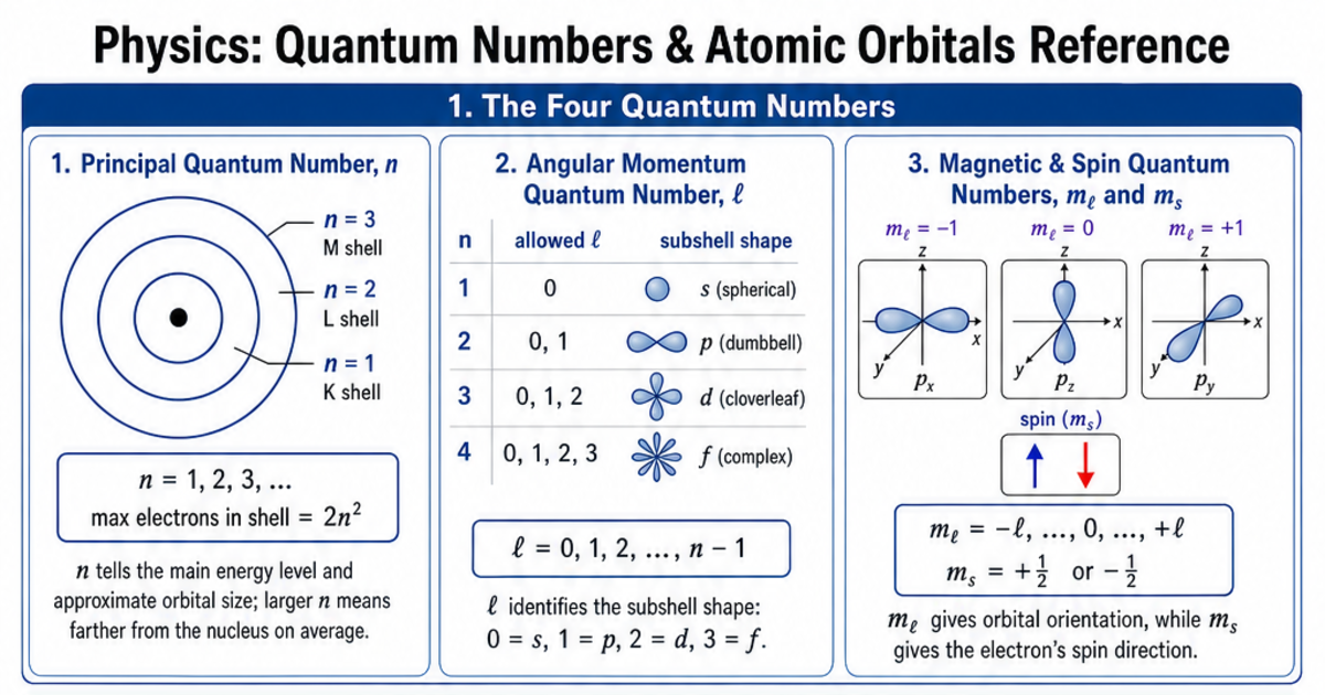 Explaining All Quantum Numbers Quantum Numbers & Atomic Orbitals Reference Cheat Sheet | LivePhysics™