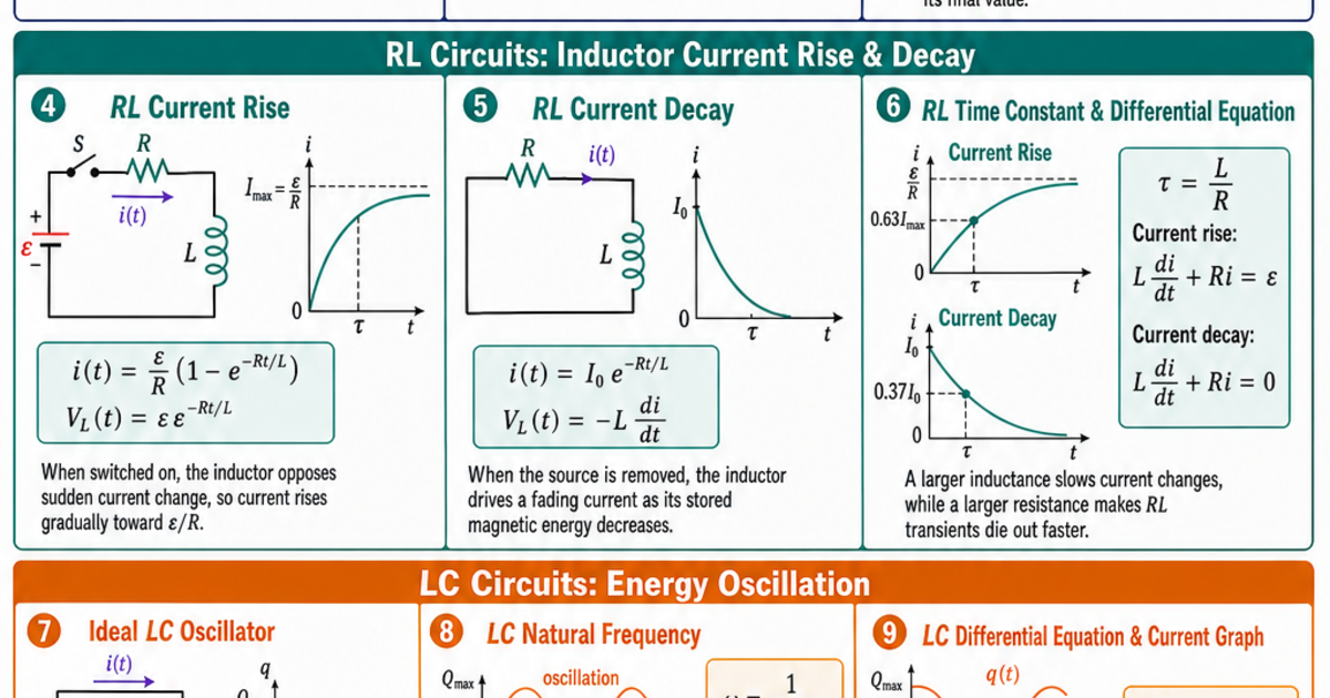 RC, RL, and LC Circuits Cheat Sheet | LivePhysics™
