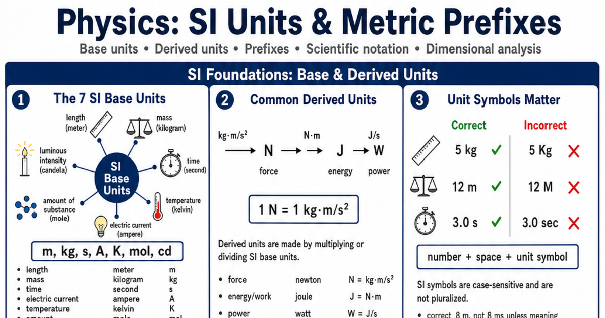 SI Units & Metric Prefixes Cheat Sheet | LivePhysics™
