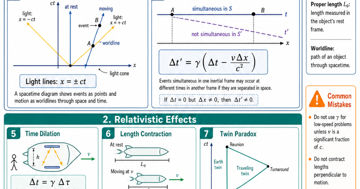 Special Relativity Concepts Cheat Sheet | LivePhysics™