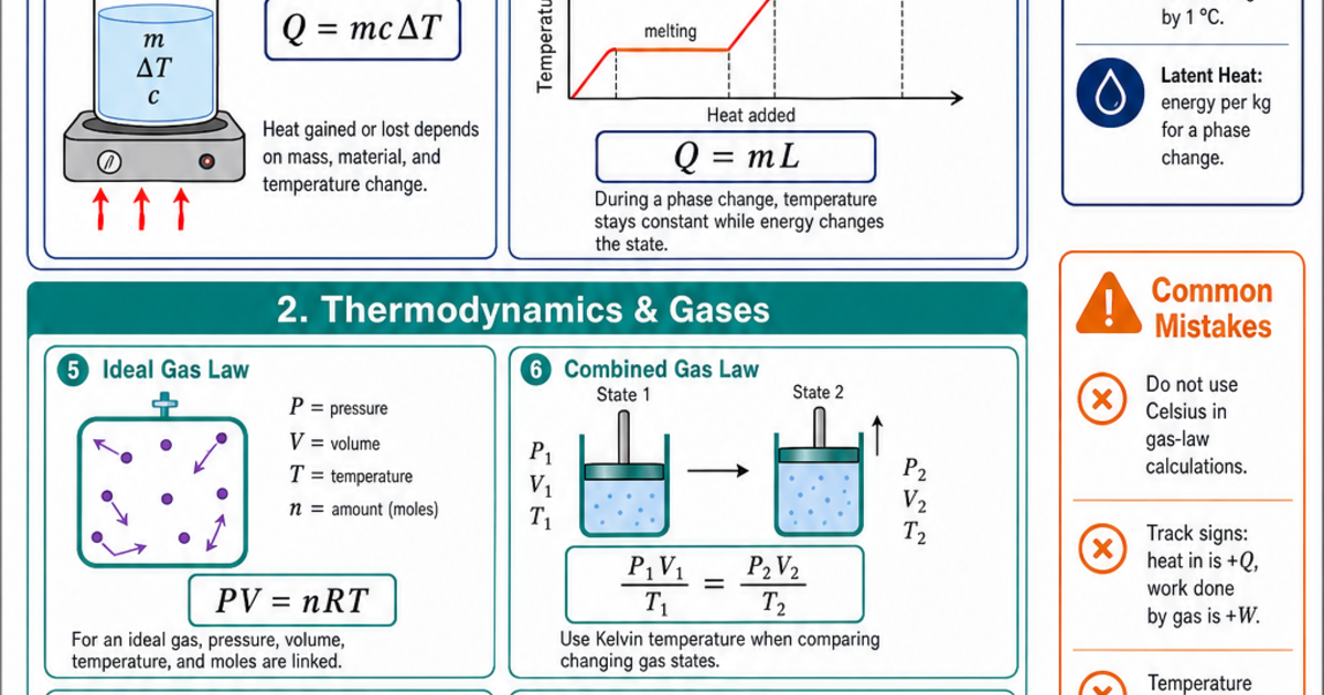 Thermodynamics & Heat Transfer Cheat Sheet | LivePhysics™