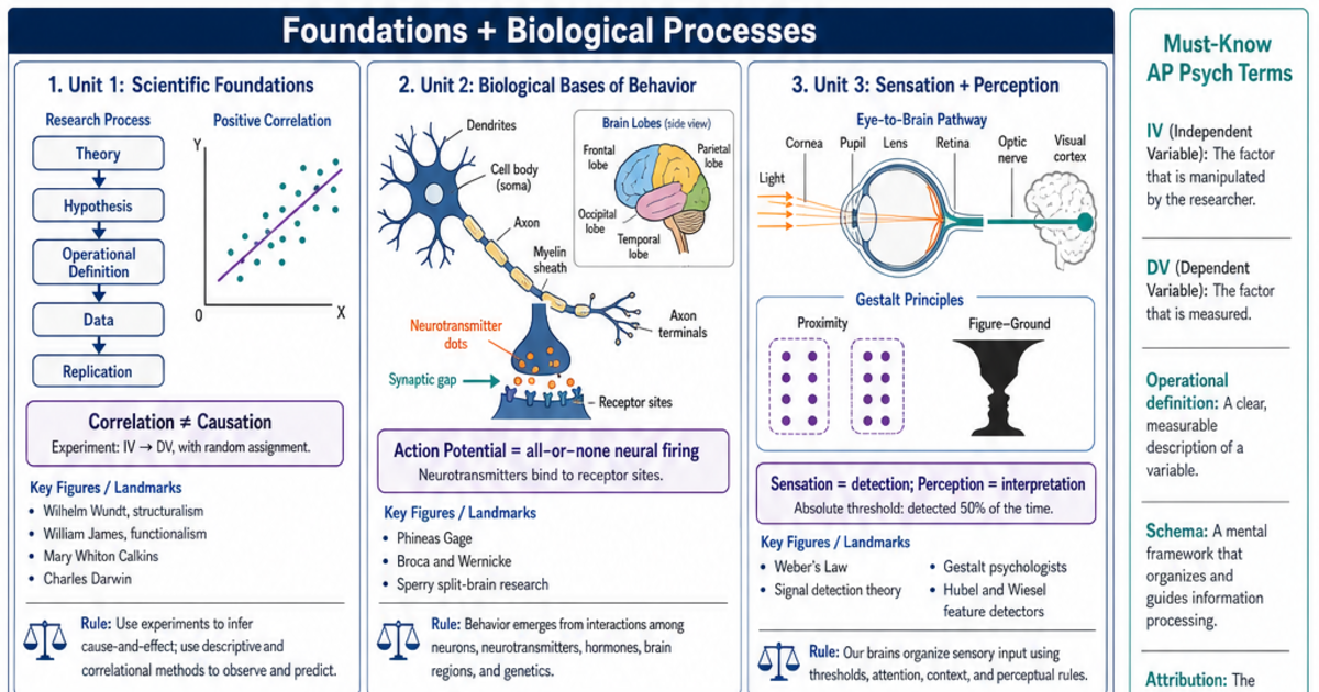 AP Psychology Units 1-9 Recap Cheat Sheet | LivePhysics™
