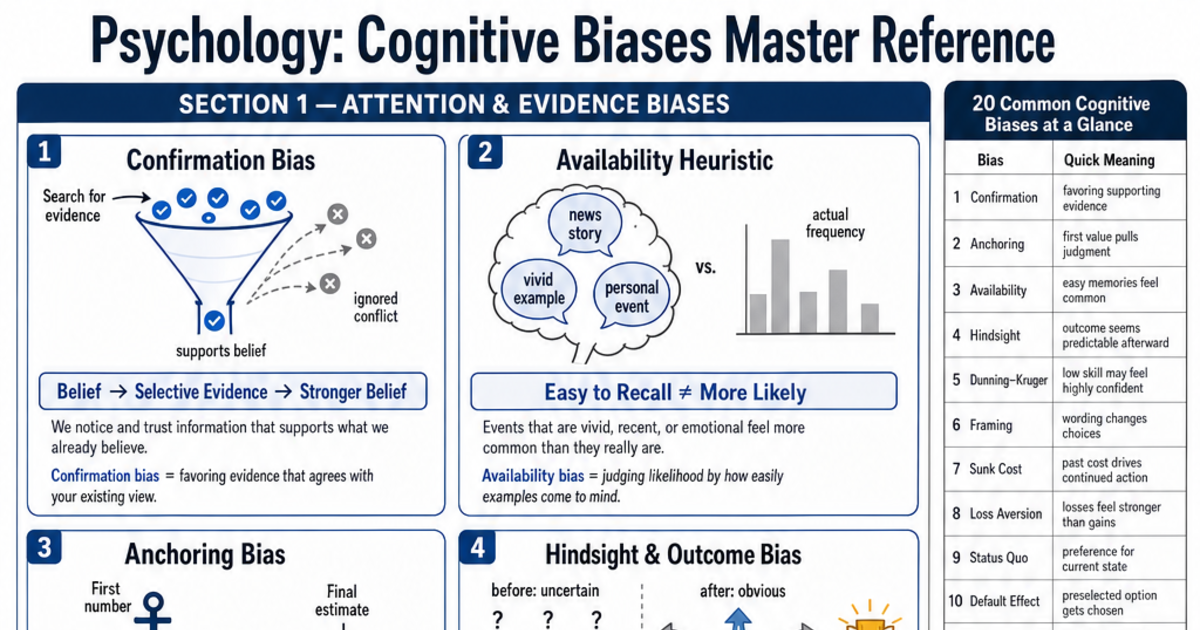 Cognitive Biases Master Reference Cheat Sheet | LivePhysics™