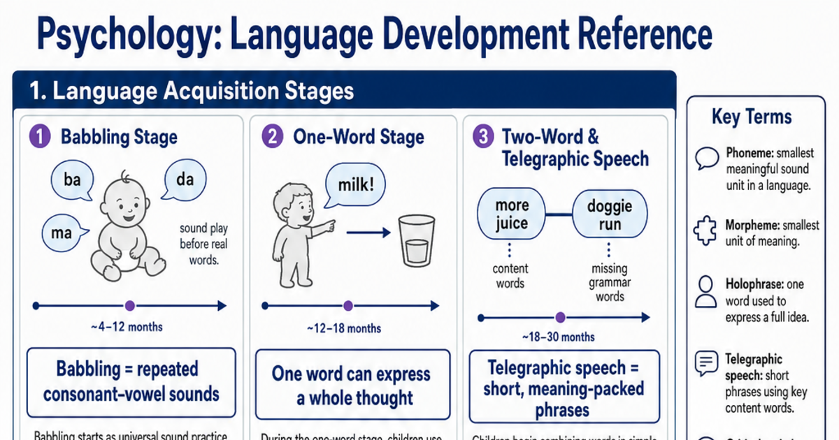 Language Development Reference Cheat Sheet | LivePhysics™