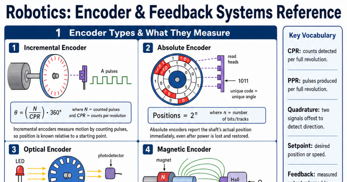 Encoder & Feedback Systems Reference Cheat Sheet | LivePhysics™