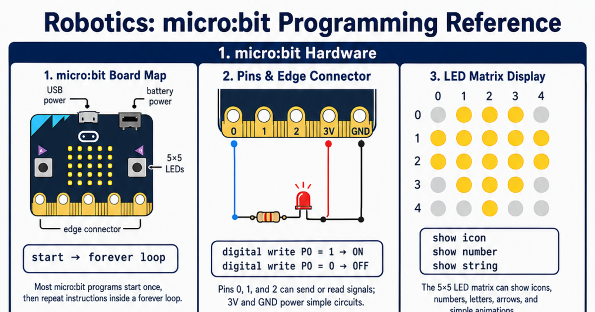 micro:bit Programming Reference Cheat Sheet | LivePhysics™