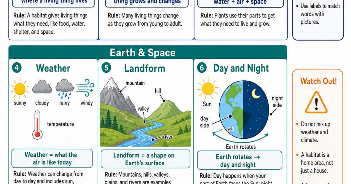 Grade 2-3 Vocabulary Quick Guide Cheat Sheet | LivePhysics™