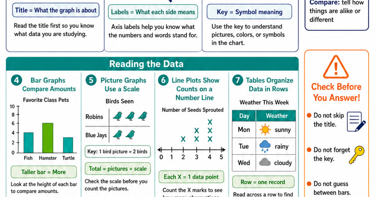 Reading Science Charts and Graphs for Young Scientists Cheat Sheet ...