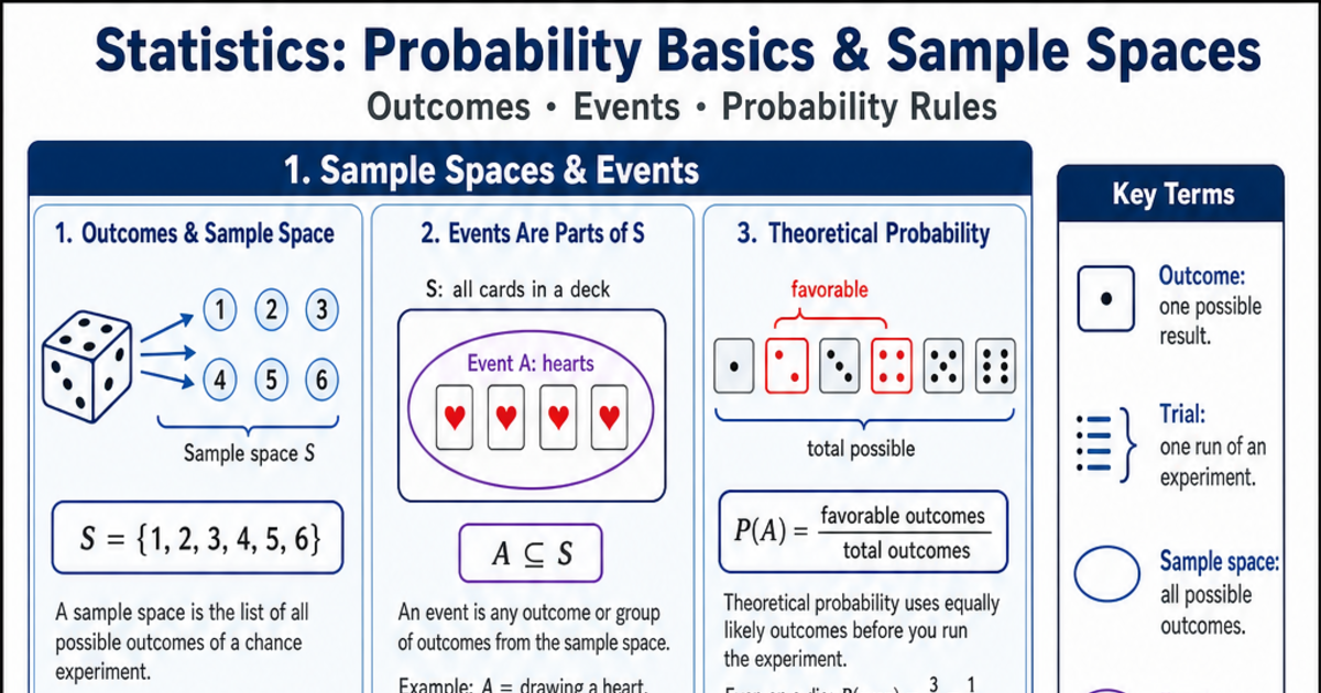 Normal Space Sampling Probability Basics & Sample Spaces Cheat Sheet | LivePhysics™