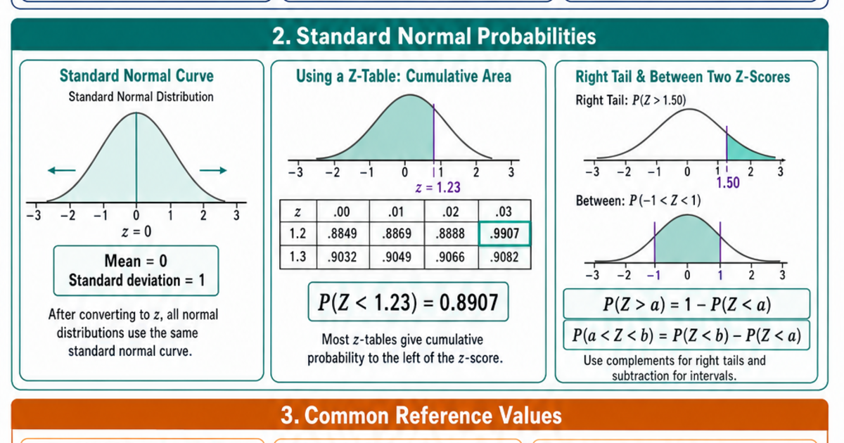 Z-Score & Standard Normal Reference Cheat Sheet | LivePhysics™
