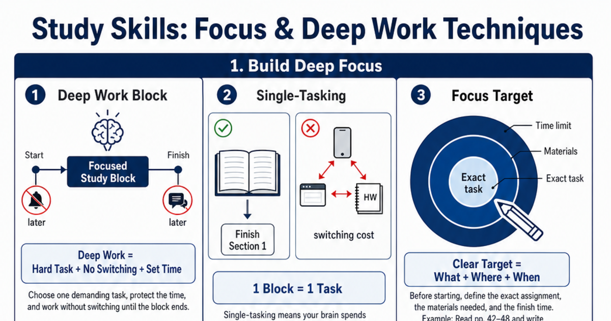 Deep Work Model Focus & Deep Work Techniques Cheat Sheet | LivePhysics™