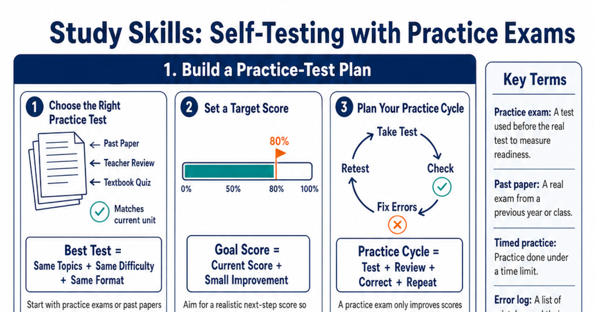 Self-Testing with Practice Exams Cheat Sheet | LivePhysics™