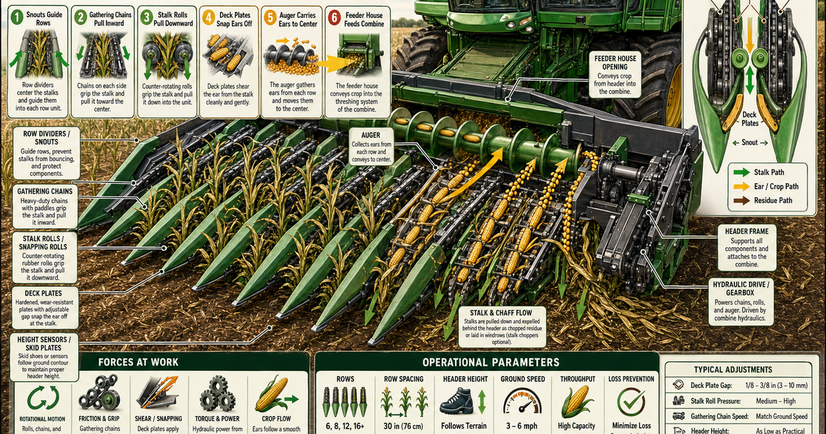 Agricultural Machines: Corn Headers Infographic | LivePhysics™