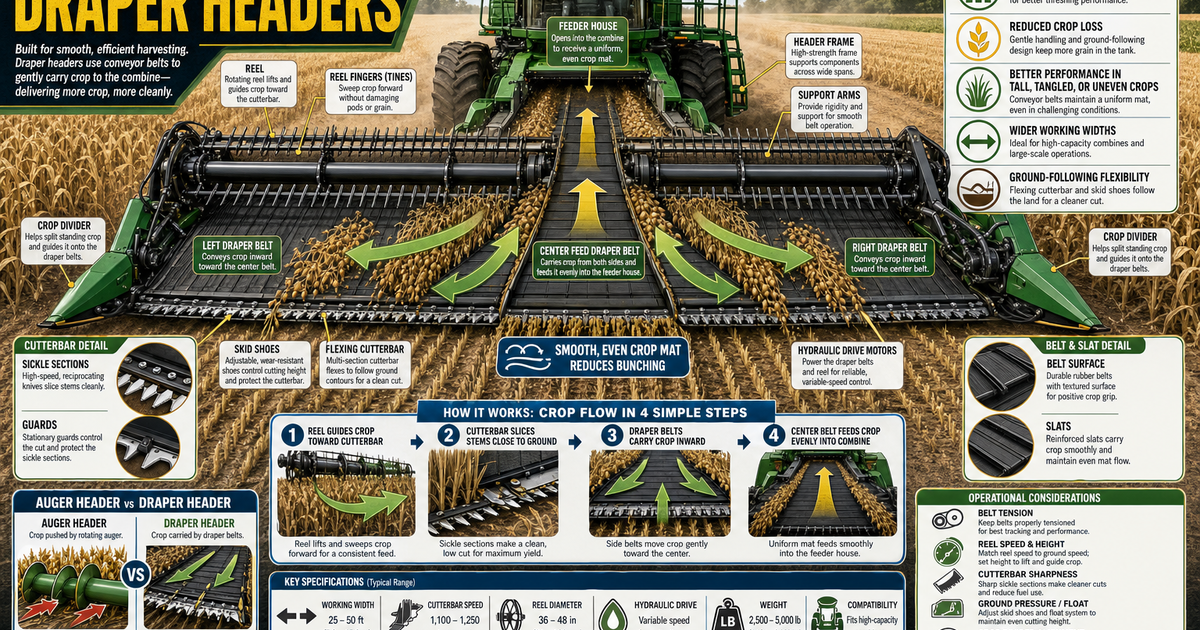 Wanted Draper Header Agricultural Machines: Draper Headers Infographic | LivePhysics™