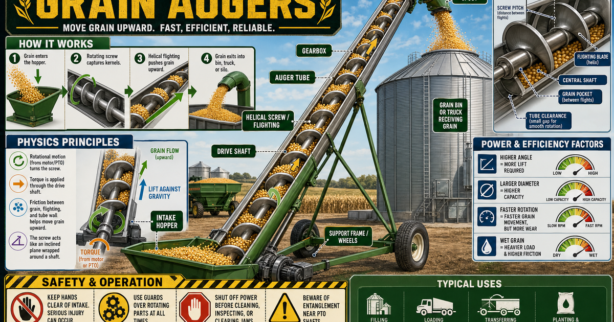 Agricultural Machines: Grain Augers Infographic | LivePhysics™