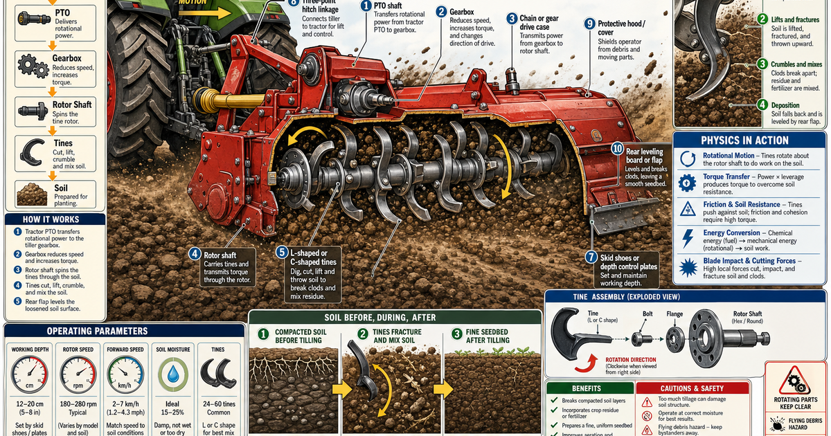 Tiller Def Agricultural Machines: Rotary Tillers Infographic | LivePhysics™
