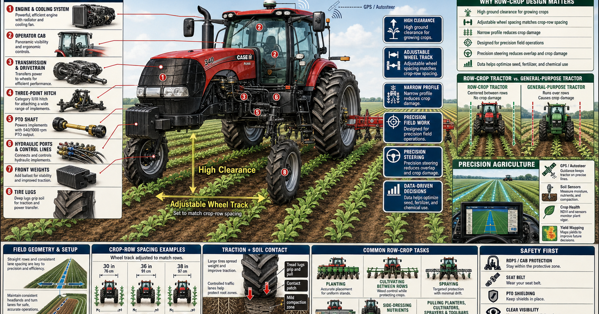 Agricultural Machines: Row-Crop Tractors Infographic | LivePhysics™