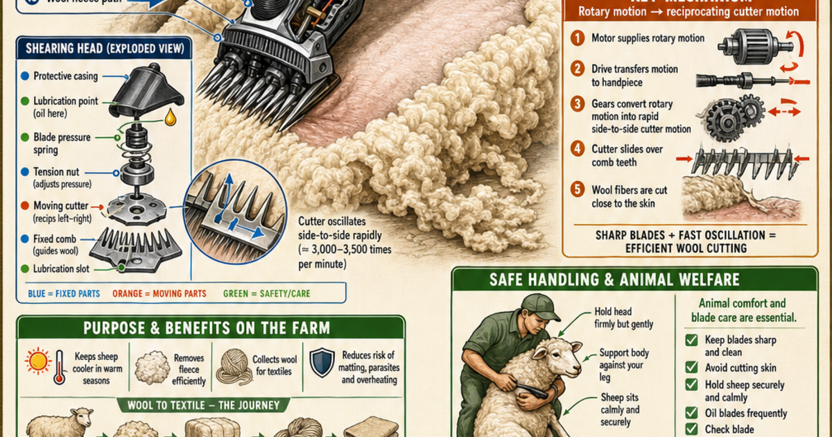 Agricultural Machines: Sheep Shearing Machines Infographic | LivePhysics™