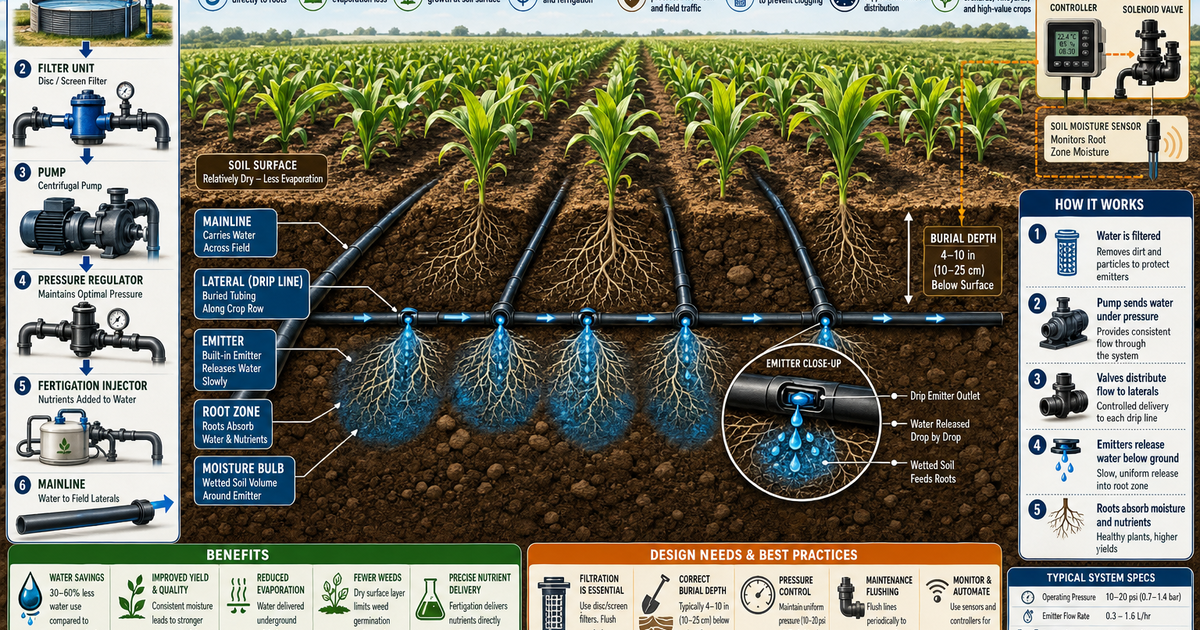 Agricultural Machines: Subsurface Drip Irrigation Infographic ...