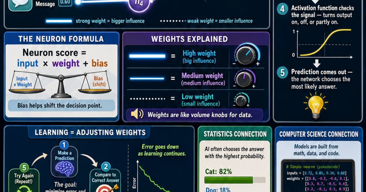 Machine Learning Peurons AI & Machine Learning: How Neurons and Weights Work Infographic ...