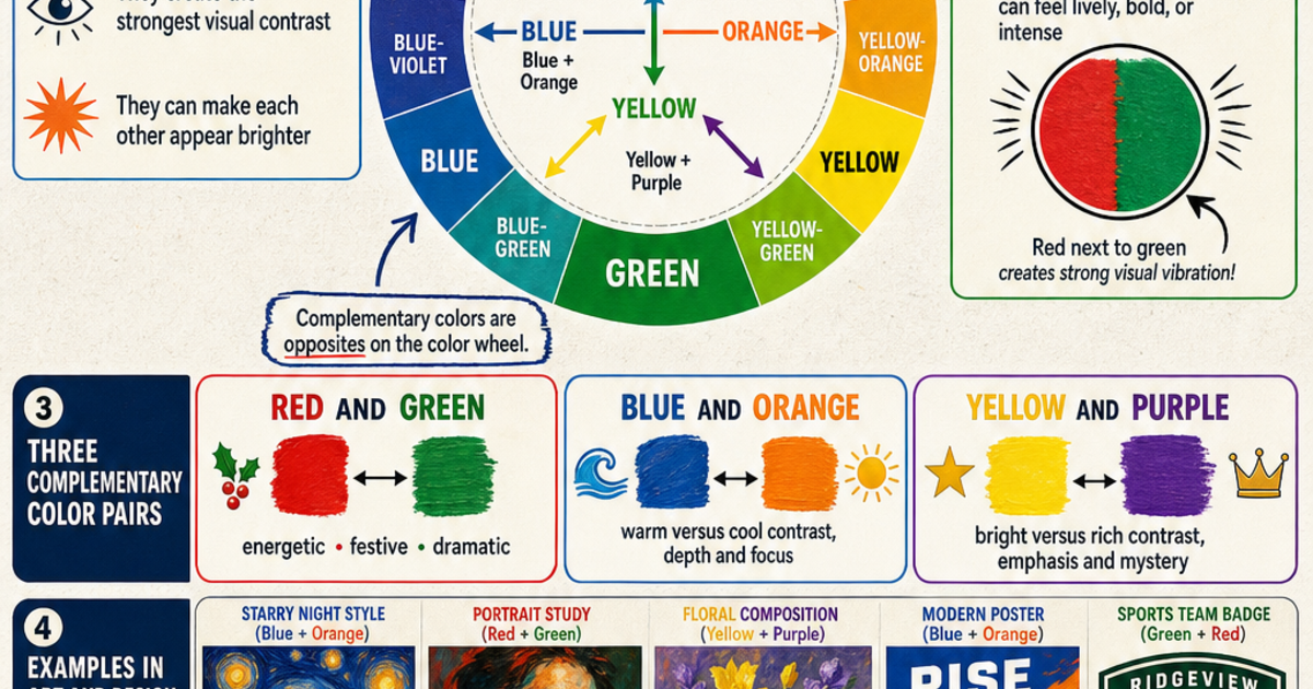 How Complementary Colors Create Contrast Infographic | LivePhysics™