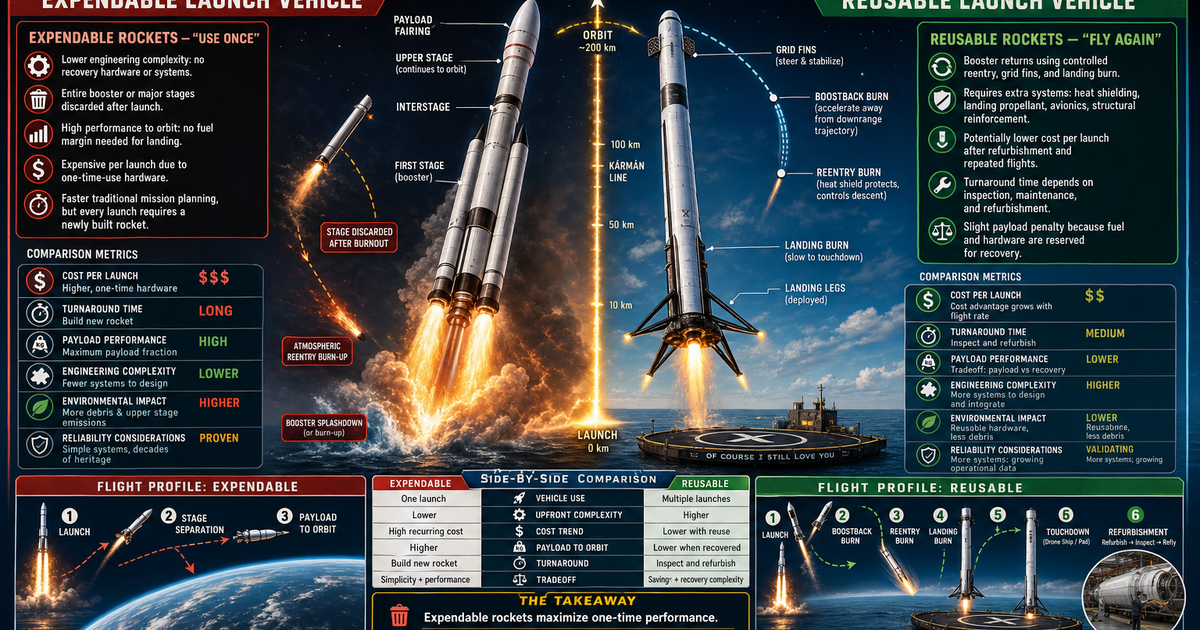 Rfa Reusable Rockets Astronautics: Expendable vs Reusable Rockets Infographic | LivePhysics™