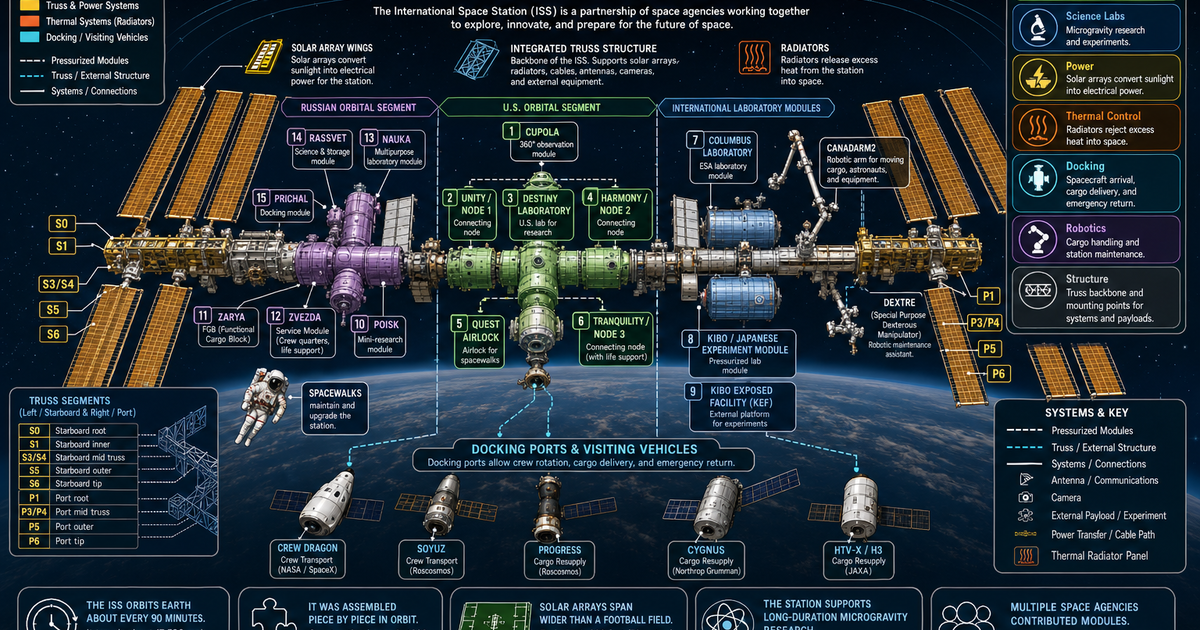 Astronautics: ISS Modules and Layout Infographic | LivePhysics™