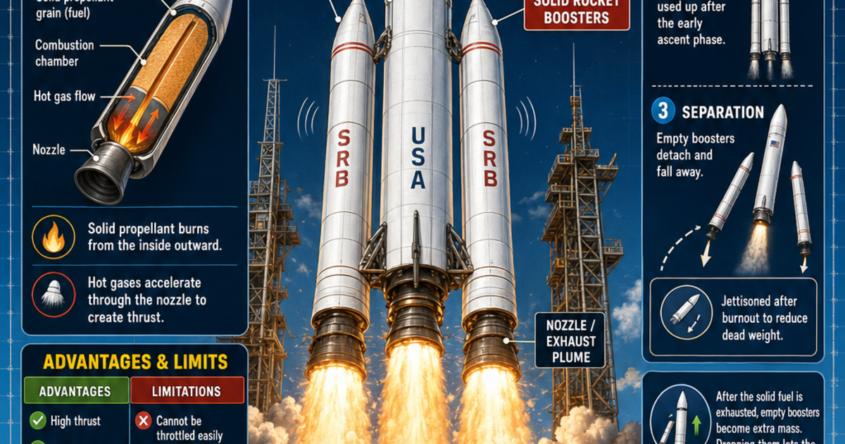 Mech Booster Rockets Astronautics: Solid Rocket Boosters Infographic | LivePhysics™