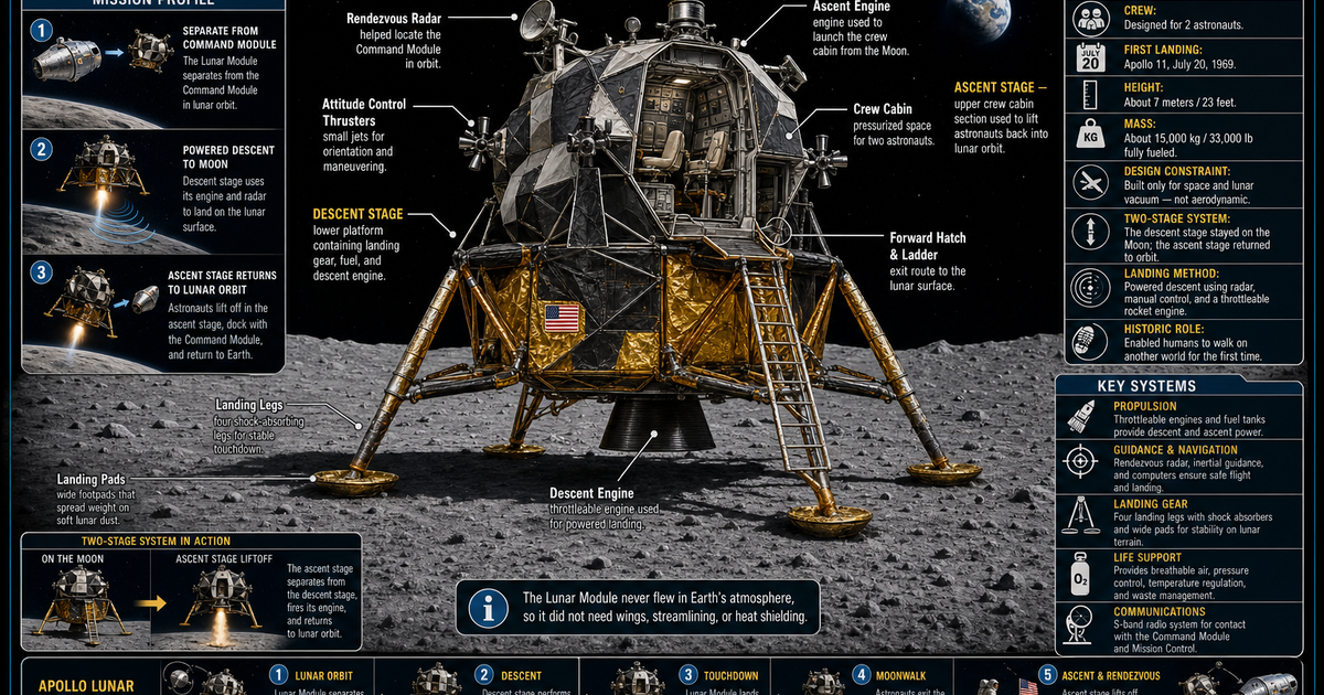 Astronautics: The Lunar Module Infographic | LivePhysics™